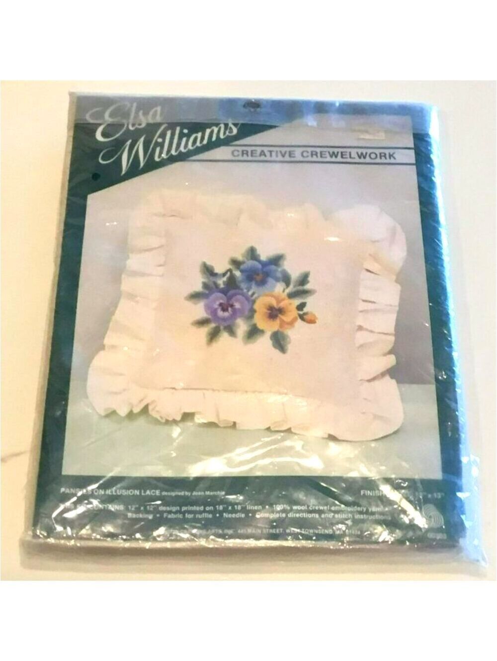 BNWT Elsa Williams Lace Pillow with Pansies Embroidery / Needlepoint Kit